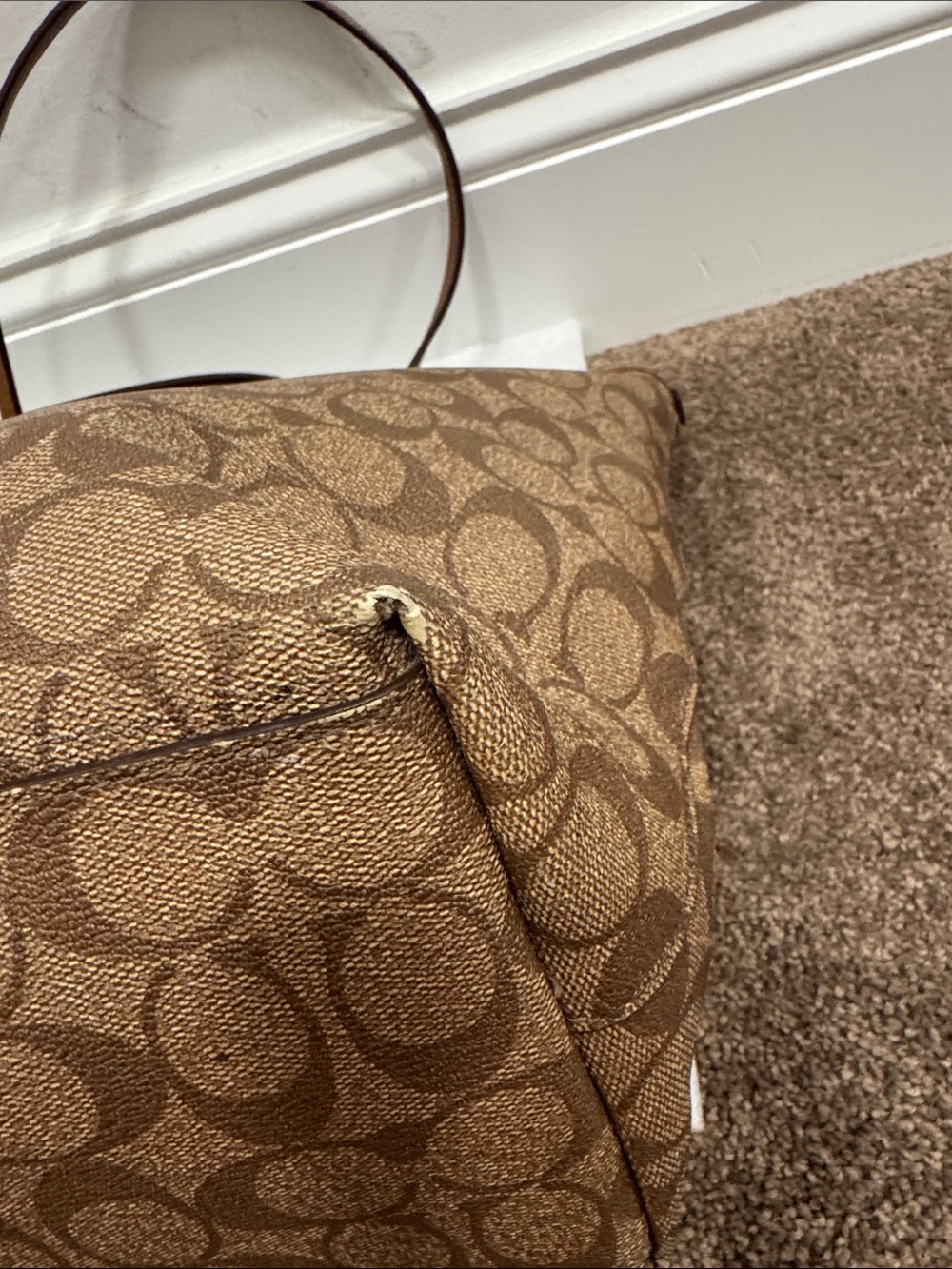 Coach Brown Signature Canvas city tote bag with hangtag - Picture 9 of 11